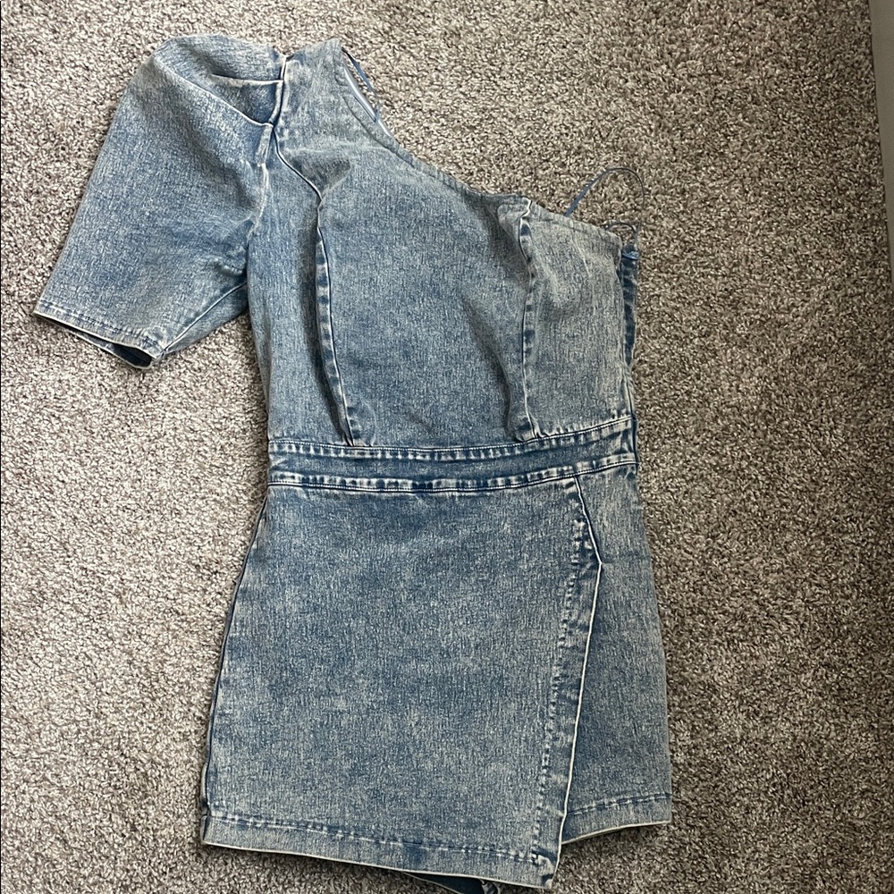 Fashion Nova Blue One-Shoulder skort